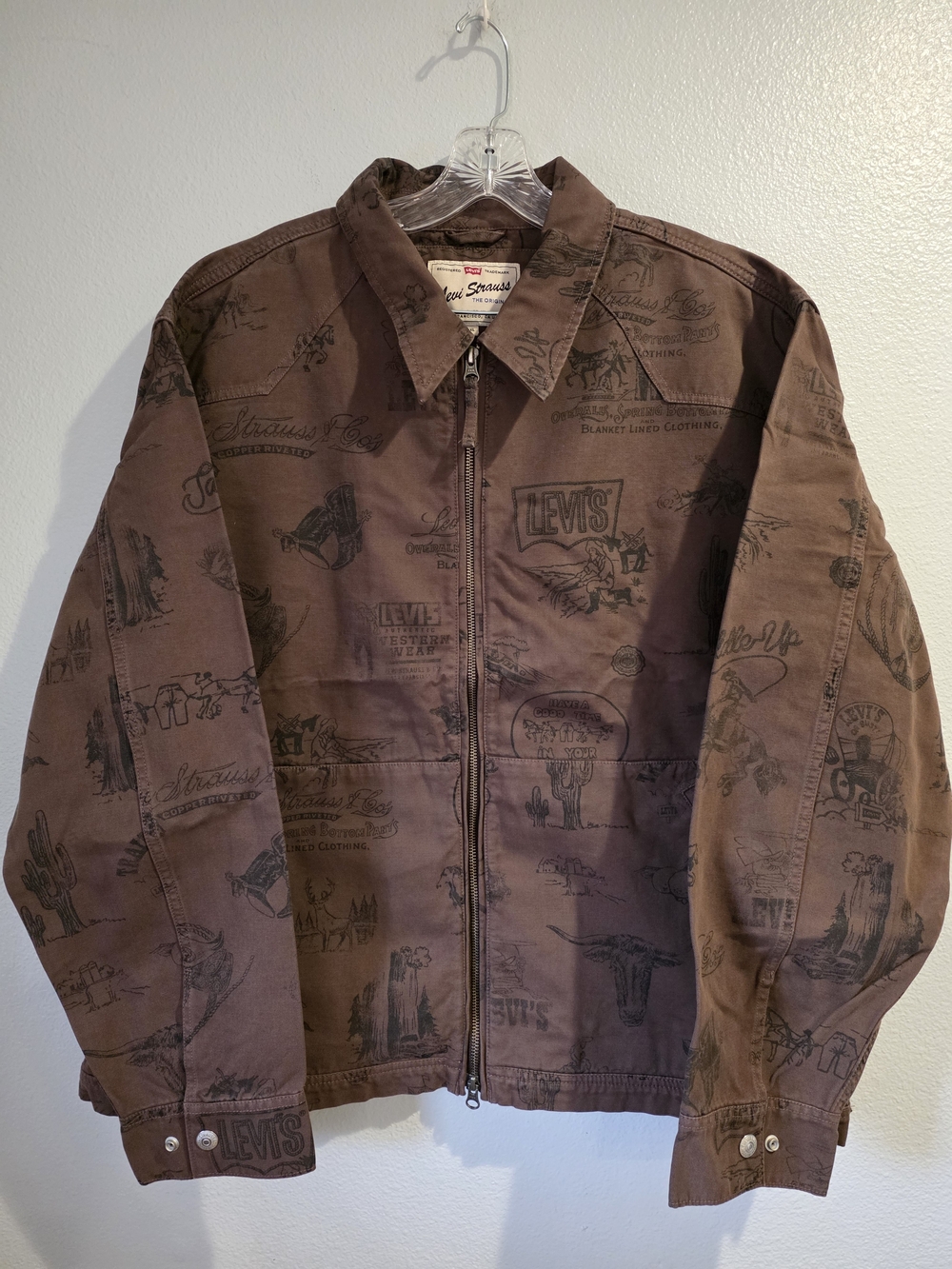 Levi's Men's Polk Trucker Jacket Western Print Brown XL